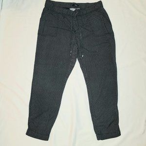 Gap Tie Waist Black Pattern Pants Medium
